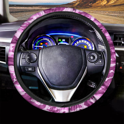 Pink Camouflage Print Car Steering Wheel Cover