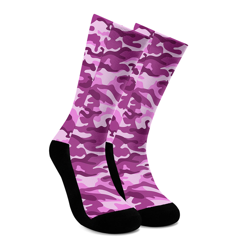 Pink Camouflage Print Crew Socks