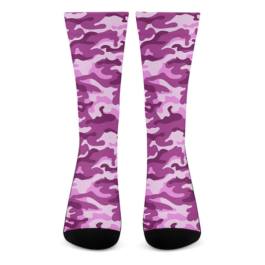 Pink Camouflage Print Crew Socks