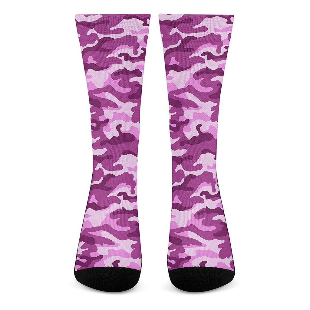 Pink Camouflage Print Crew Socks
