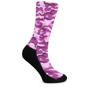 Pink Camouflage Print Crew Socks