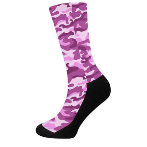 Pink Camouflage Print Crew Socks