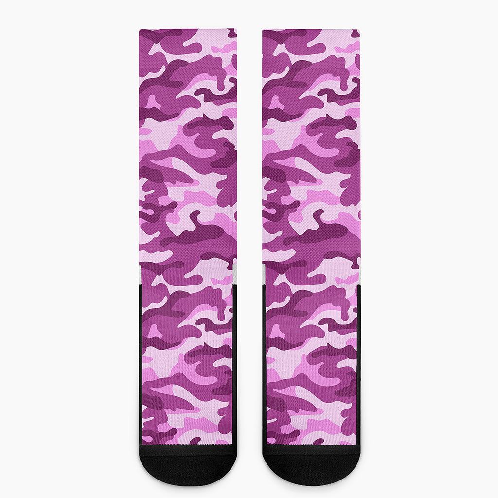 Pink Camouflage Print Crew Socks