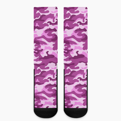 Pink Camouflage Print Crew Socks