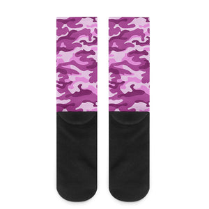 Pink Camouflage Print Crew Socks