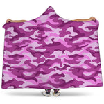 Pink Camouflage Print Hooded Blanket