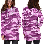 Pink Camouflage Print Hoodie Dress GearFrost