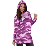 Pink Camouflage Print Hoodie Dress GearFrost