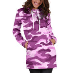 Pink Camouflage Print Hoodie Dress GearFrost