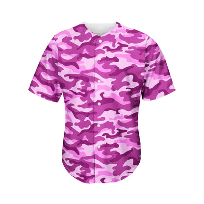 Pink Camouflage Print Men's Baseball Jersey