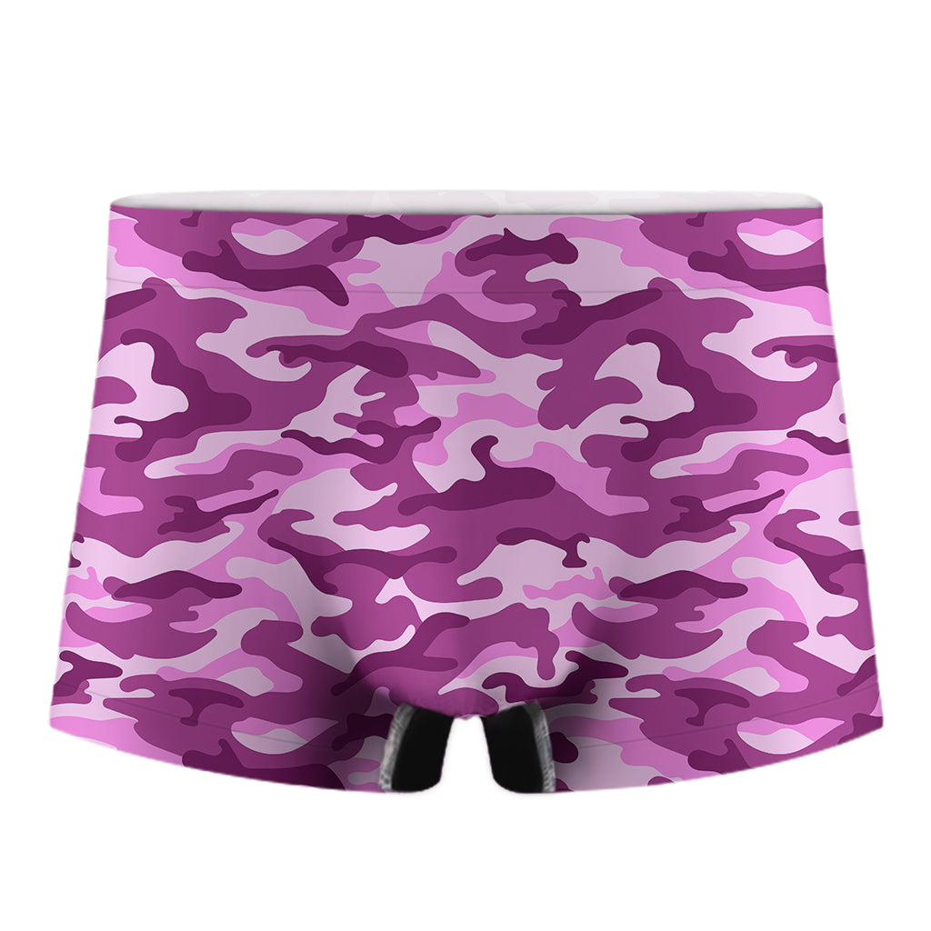 Pink Camouflage Print Men's Boxer Briefs