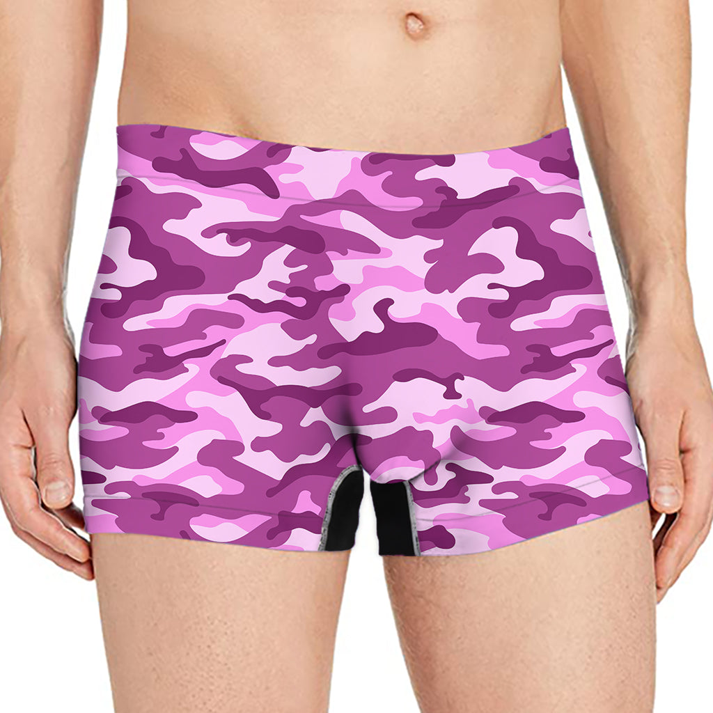 Pink Camouflage Print Men's Boxer Briefs