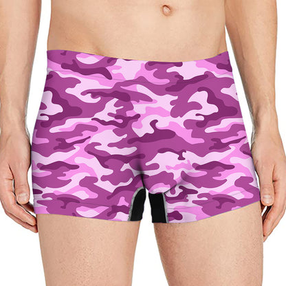 Pink Camouflage Print Men's Boxer Briefs