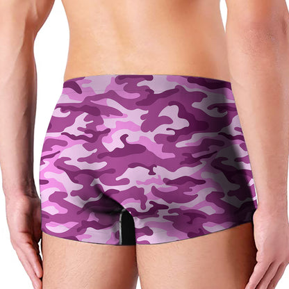 Pink Camouflage Print Men's Boxer Briefs