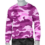 Pink Camouflage Print Men's Crewneck Sweatshirt GearFrost