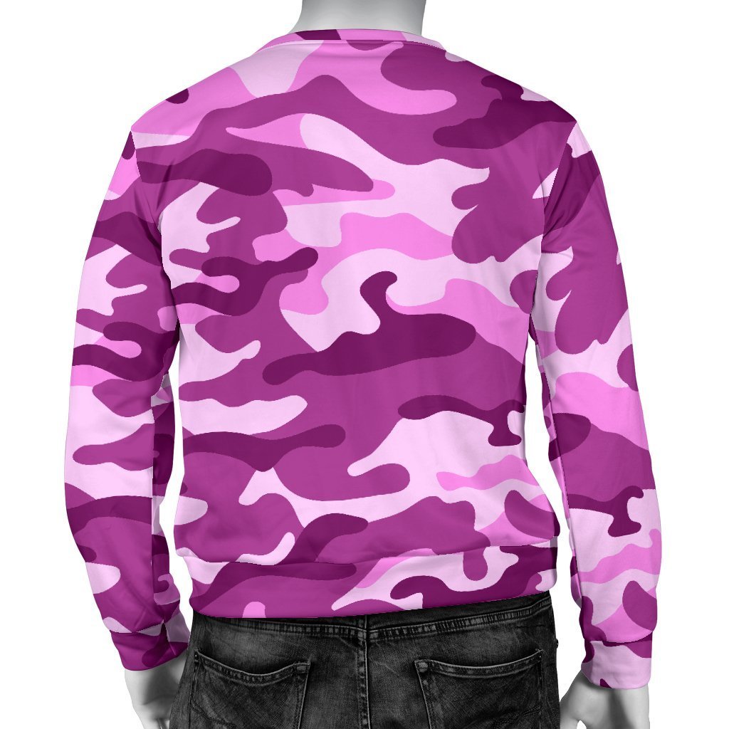 Pink Camouflage Print Men's Crewneck Sweatshirt GearFrost