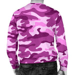 Pink Camouflage Print Men's Crewneck Sweatshirt GearFrost