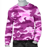 Pink Camouflage Print Men's Crewneck Sweatshirt GearFrost