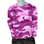 Pink Camouflage Print Men's Crewneck Sweatshirt GearFrost