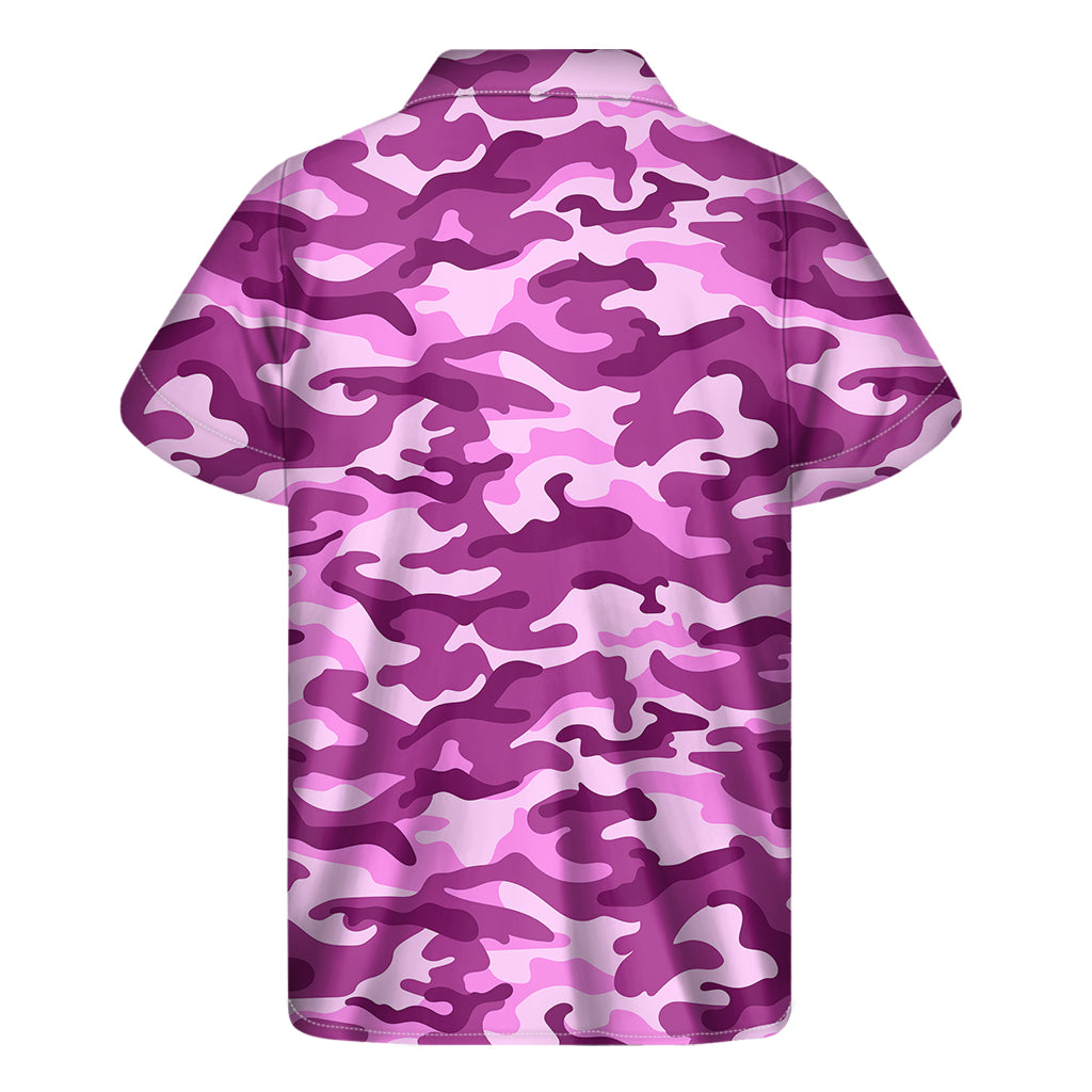 Pink Camouflage Print Men's Short Sleeve Shirt