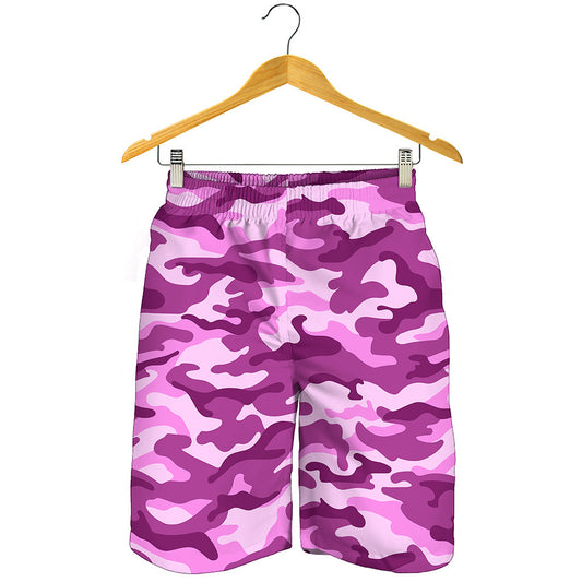 Pink Camouflage Print Men's Shorts
