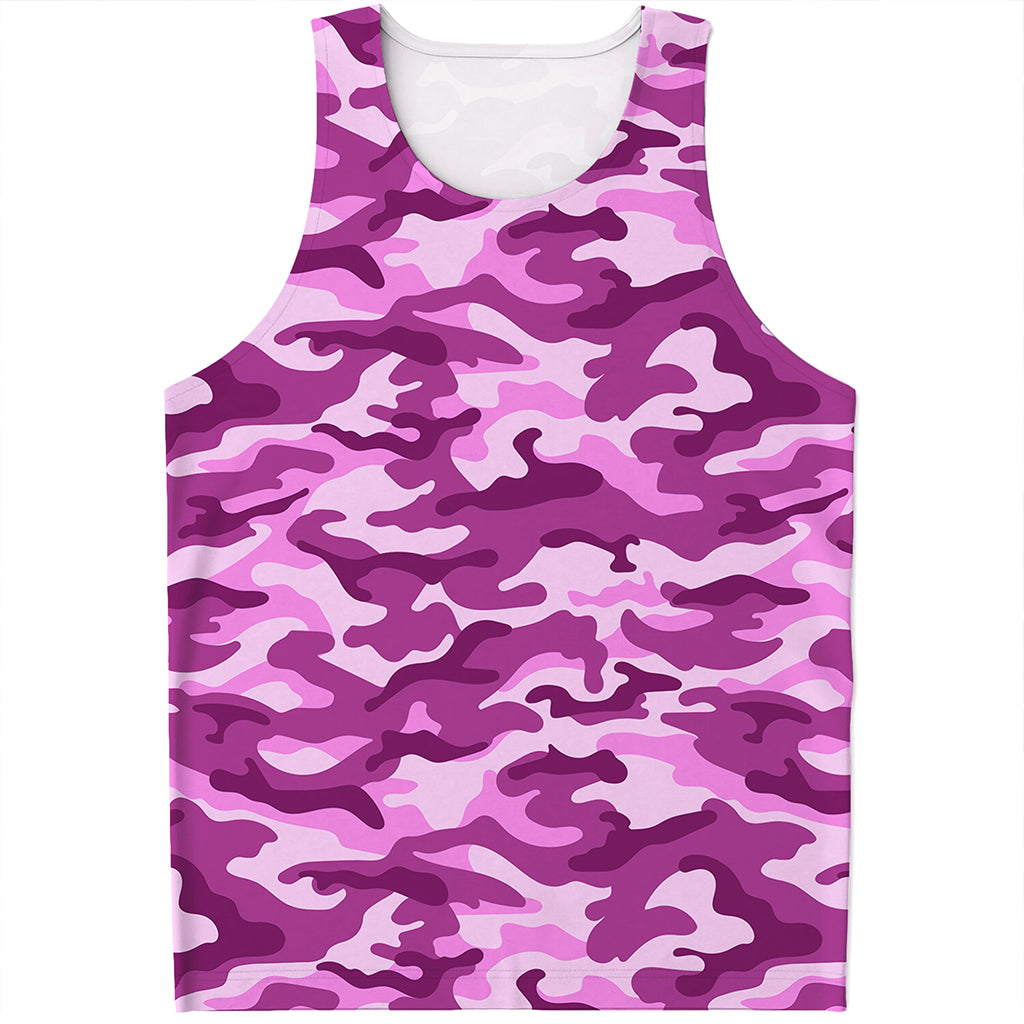 Pink Camouflage Print Men's Tank Top