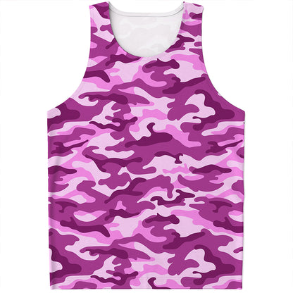 Pink Camouflage Print Men's Tank Top