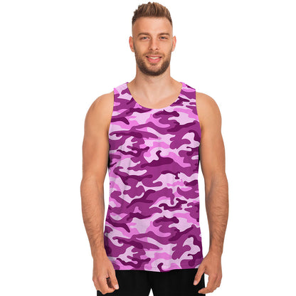 Pink Camouflage Print Men's Tank Top