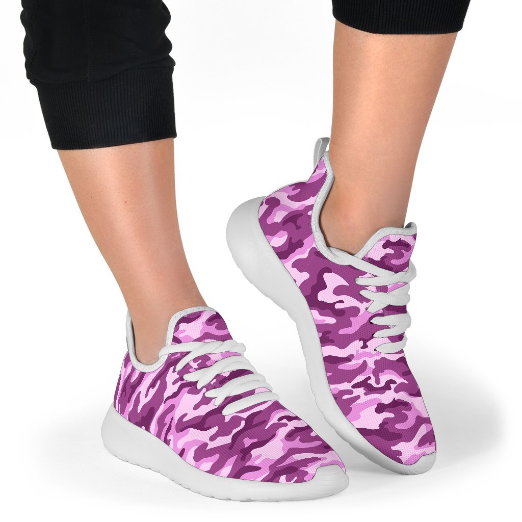 Pink Camouflage Print Mesh Knit Shoes GearFrost