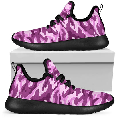 Pink Camouflage Print Mesh Knit Shoes GearFrost