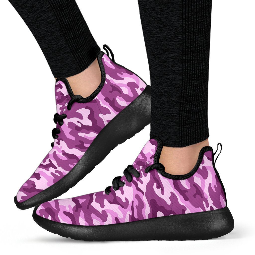 Pink Camouflage Print Mesh Knit Shoes GearFrost