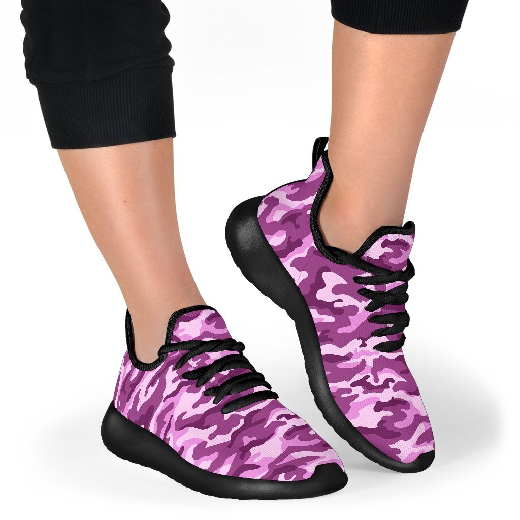 Pink Camouflage Print Mesh Knit Shoes GearFrost