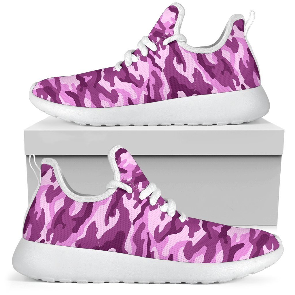 Pink Camouflage Print Mesh Knit Shoes GearFrost