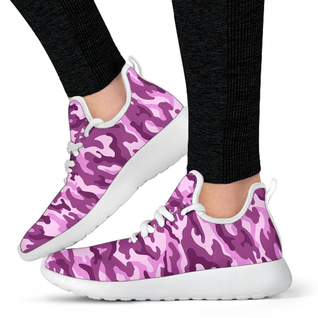 Pink Camouflage Print Mesh Knit Shoes GearFrost
