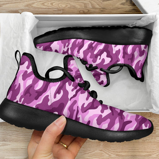 Pink Camouflage Print Mesh Knit Shoes GearFrost