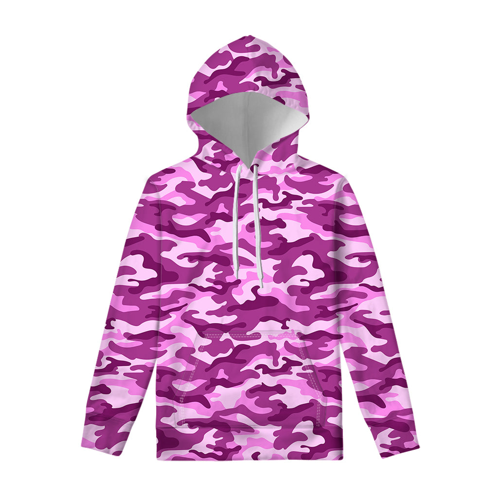 Pink Camouflage Print Pullover Hoodie