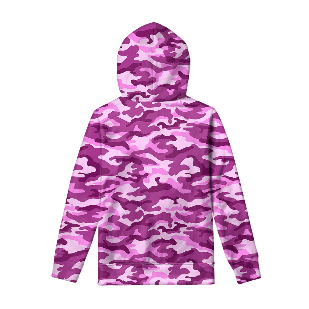 Pink Camouflage Print Pullover Hoodie