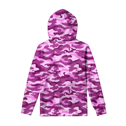 Pink Camouflage Print Pullover Hoodie