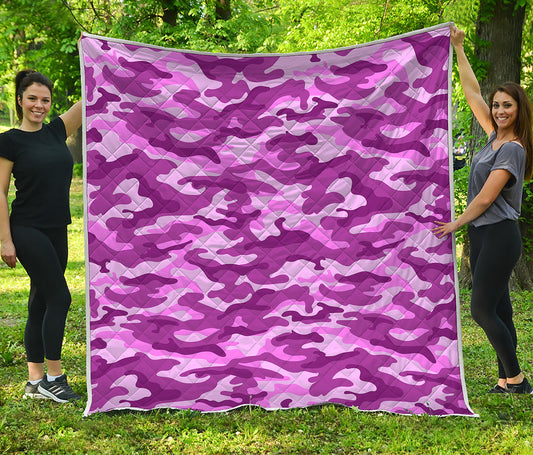 Pink Camouflage Print Quilt