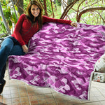 Pink Camouflage Print Quilt
