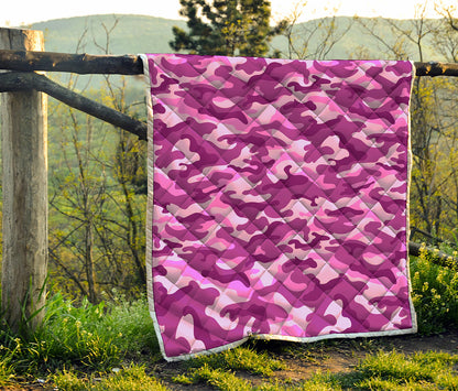 Pink Camouflage Print Quilt