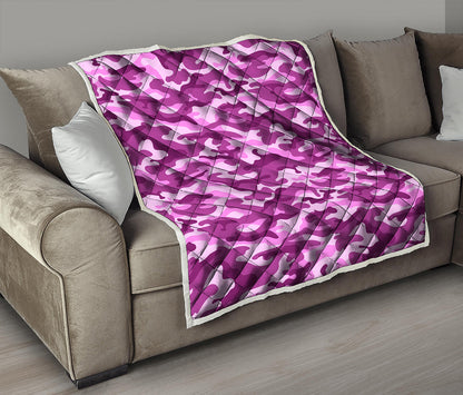 Pink Camouflage Print Quilt