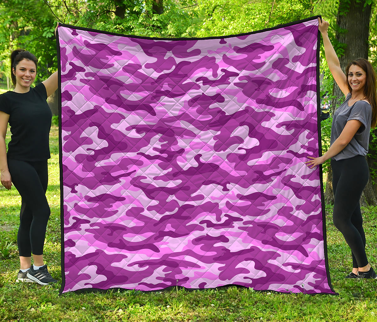 Pink Camouflage Print Quilt