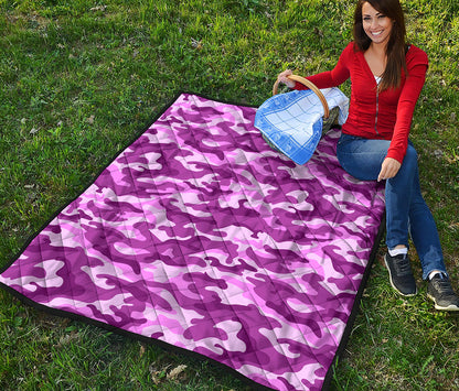 Pink Camouflage Print Quilt