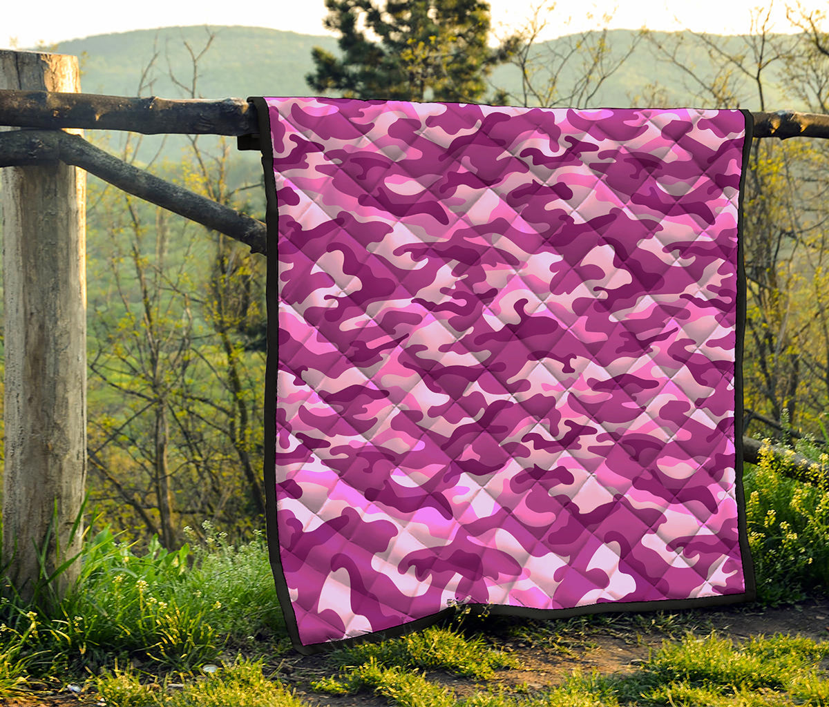Pink Camouflage Print Quilt