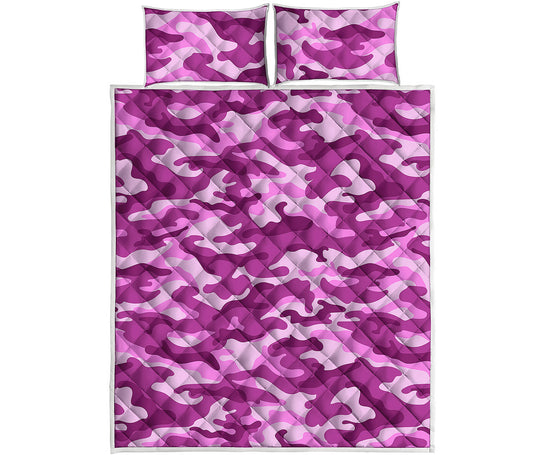 Pink Camouflage Print Quilt Bed Set
