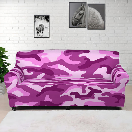 Pink Camouflage Print Sofa Cover