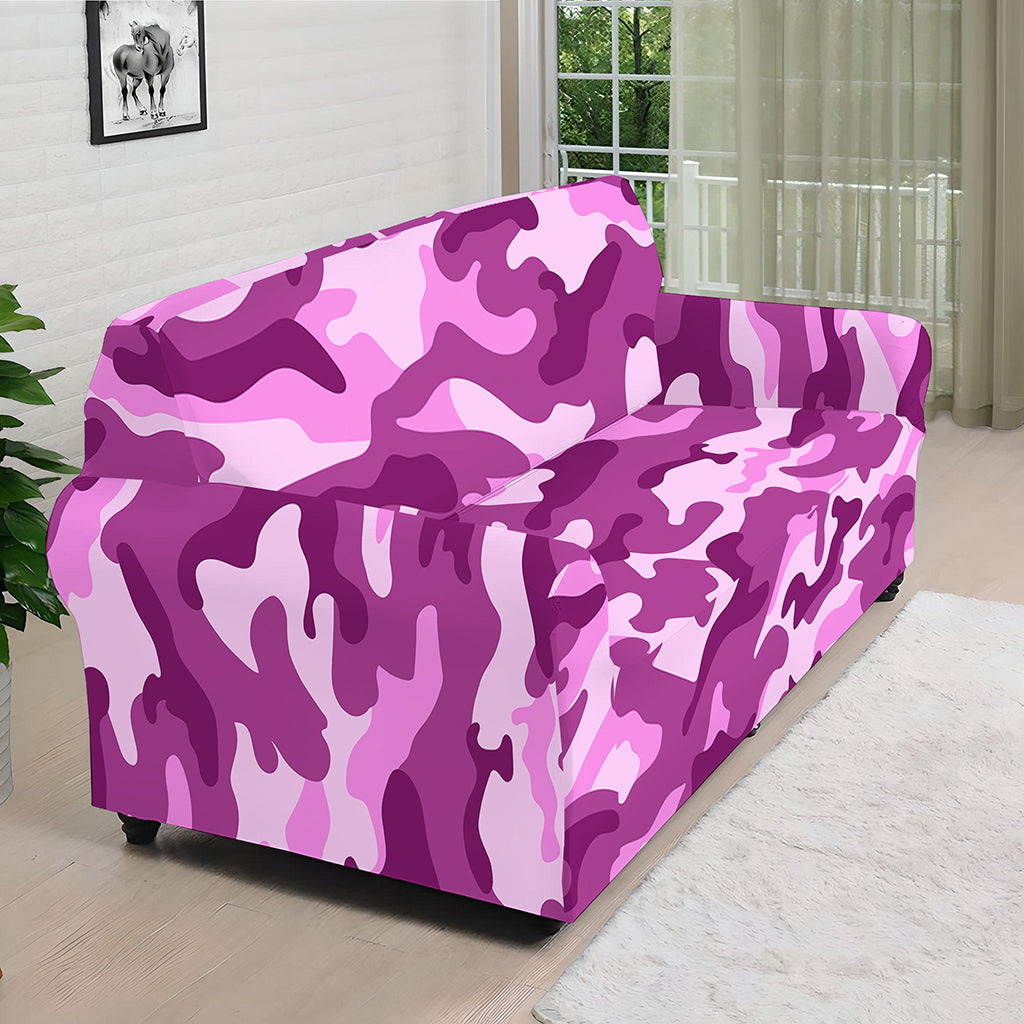 Pink Camouflage Print Sofa Cover