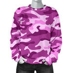 Pink Camouflage Print Women's Crewneck Sweatshirt GearFrost