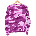 Pink Camouflage Print Women's Crewneck Sweatshirt